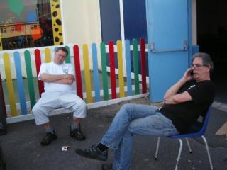 Stephen and Andy take a well earned fag break..